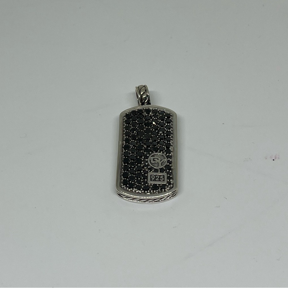 David Yurman dog tag pendent with black diamonds - Picture 2 of 7